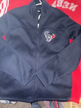 NFL Houston Texans Navy Blue Full-Zip Jacket with Red & White Logo